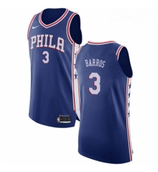 Youth Nike Philadelphia 76ers 3 Dana Barros Authentic Blue Road NBA Jersey Icon Edition