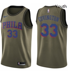 Youth Nike Philadelphia 76ers 33 Robert Covington Swingman Green Salute to Service NBA Jersey