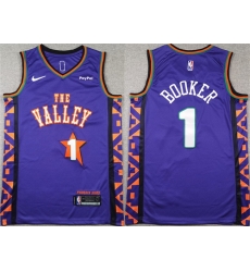 Men Phoenix Suns 1 Devin Booker Purple 2024 25 City Edition Stitched Basketball Jersey