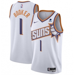 Men Phoenix Suns 1 Devin Booker White 2023 Association Edition Stitched Basketball Jersey