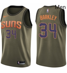 Mens Nike Phoenix Suns 34 Charles Barkley Swingman Green Salute to Service NBA Jersey