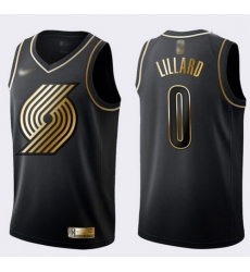 Blazers #0 Damian Lillard Black Gold Basketball Swingman Limited Edition Jersey