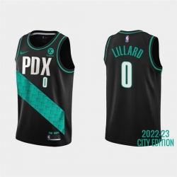 Men Portland Trail Blazers 0 Damian Lillard 2022 23 Black City Edition Stitched Basketball Jersey