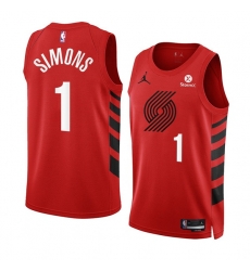 Men Portland Trail Blazers 1 Anfernee Simons 2022 23 Red Statement Edition Swingman Stitched Basketball Jersey