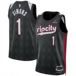 Men Portland Trail Blazers 1 Anfernee Simons Black 2024 25 City Edition Edition Stitched Basketball Jersey