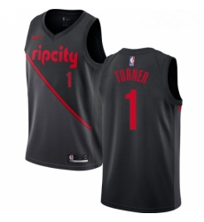 Mens Nike Portland Trail Blazers 1 Evan Turner Swingman Black NBA Jersey 2018 19 City Edition