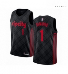 Mens Portland Trail Blazers 1 Anfernee Simons Authentic Black Basketball Jersey City Edition 