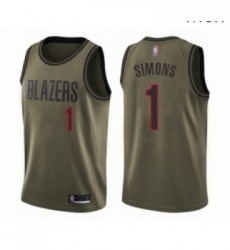 Mens Portland Trail Blazers 1 Anfernee Simons Swingman Green Salute to Service Basketball Jersey 