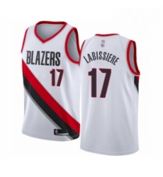 Mens Portland Trail Blazers 17 Skal Labissiere Authentic White Basketball Jersey Association Edition 