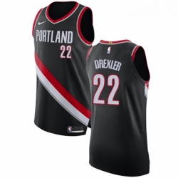 Womens Nike Portland Trail Blazers 22 Clyde Drexler Authentic Black Road NBA Jersey Icon Edition 