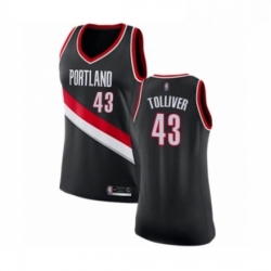 Womens Portland Trail Blazers 43 Anthony Tolliver Swingman Black Basketball Jersey Icon Edition 