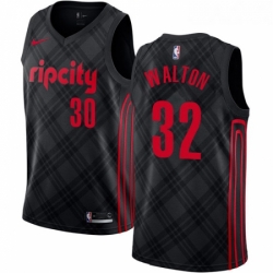 Youth Nike Portland Trail Blazers 32 Bill Walton Swingman Black NBA Jersey City Edition