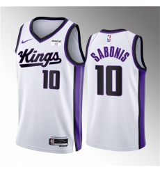 Men Sacramento Kings 10 Domantas Sabonis White 2023 24 Association Edition Swingman Stitched Basketball Jersey