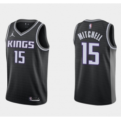 Men Sacramento Kings 15 Davion Mitchell Swingman Black Statement Edition Stitched Jersey