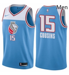 Mens Nike Sacramento Kings 15 DeMarcus Cousins Swingman Blue NBA Jersey City Edition