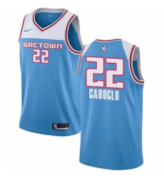 Mens Nike Sacramento Kings 22 Bruno Caboclo Swingman Blue NBA Jersey 2018 19 City Edition 