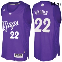 Mens Sacramento Kings 22 Matt Barnes Purple 2016 2017 Christmas Day NBA Swingman Jersey 