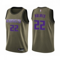 Mens Sacramento Kings 22 Richaun Holmes Swingman Green Salute to Service Basketball Jersey 