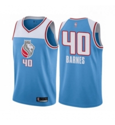 Mens Sacramento Kings 40 Harrison Barnes Authentic Blue Basketball Jersey City Edition 