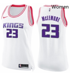 Womens Nike Sacramento Kings 23 Ben McLemore Swingman White Pink Fashion NBA Jersey 