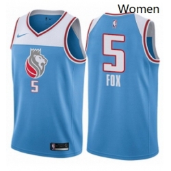 Womens Nike Sacramento Kings 5 DeAaron Fox Swingman Blue NBA Jersey City Edition 