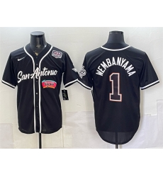 Men San Antonio Spurs  1 Victor Wembanyama Black USA 250  Patch Stitched Baseball Jersey