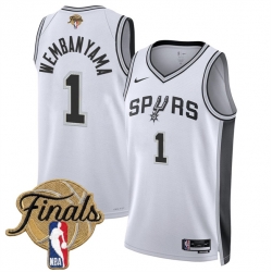 Men San Antonio Spurs  1 Victor Wembanyama White 2026 Finals Patch Association Edition Stitched Basketball Jersey