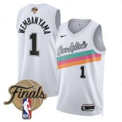 Men San Antonio Spurs  1 Victor Wembanyama White 2026 Finals Patch Stitched Basketball Jersey