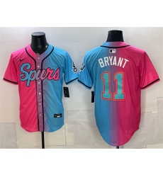 Men San Antonio Spurs  11 Carter Bryant Pink Blue Limited Stitched Baseball Jersey