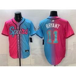 Men San Antonio Spurs  11 Carter Bryant Pink Blue Limited Stitched Baseball Jersey
