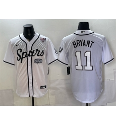 Men San Antonio Spurs  11 Carter Bryant White USA 250  Patch Stitched Baseball Jersey