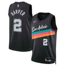 Men San Antonio Spurs 2 Dylan Harper Black 2025 26 City Edition Stitched Basketball Jersey