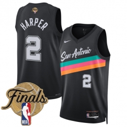 Men San Antonio Spurs  2 Dylan Harper Black 2026 Finals Patch City Edition Stitched Basketball Jersey