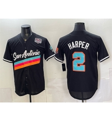 Men San Antonio Spurs  2 Dylan Harper Black USA 250  Patch City Edition Stitched Baseball Jersey