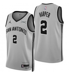 Men San Antonio Spurs  2 Dylan Harper Silver 2025 Statement Edition Stitched Basketball Jersey