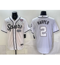 Men San Antonio Spurs 2 Dylan Harper White USA 250 Patch Stitched Baseball Jersey Men San Antonio Spurs 2 Dylan Harper White USA 250 Patch Stitched Baseball Jersey