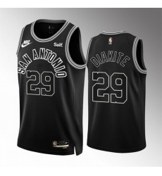 Men San Antonio Spurs 29 Mamadi Diakite Black Icon Edition Stitched Basketball Jersey