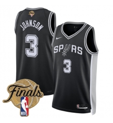 Men San Antonio Spurs  3 Keldon Johnson Black 2026 Finals Patch Icon Edition Stitched Basketball Jersey