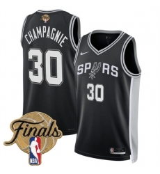 Men San Antonio Spurs  30 Julian Champagnie Black 2026 Finals Patch Icon Edition Stitched Basketball Jersey
