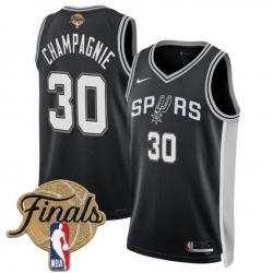 Men San Antonio Spurs  30 Julian Champagnie Black 2026 Finals Patch Icon Edition Stitched Basketball Jersey
