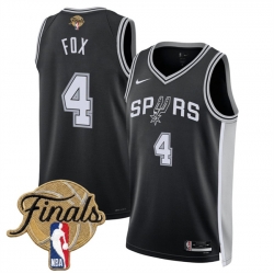 Men San Antonio Spurs  4 De Aaron Fox Black 2026 Finals Patch Icon Edition Stitched Basketball Jersey