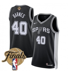 Men San Antonio Spurs  40 Harrison Barnes Black 2026 Finals Patch Icon Edition Stitched Basketball Jersey