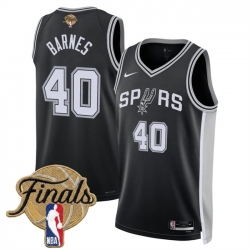 Men San Antonio Spurs  40 Harrison Barnes Black 2026 Finals Patch Icon Edition Stitched Basketball Jersey