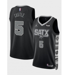 Men San Antonio Spurs 5 Stephon Castle Black 2024 Draft Statement Edition Stitched Basketball Jersey