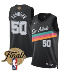 Men San Antonio Spurs  50 David Robinson Black 2026 Finals Patch City Edition Stitched Basketball Jersey