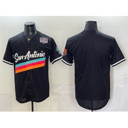Men San Antonio Spurs Blank Black USA 250  Patch City Edition Stitched Baseball Jersey