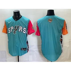 Men San Antonio Spurs Blank Teal 2026 Finals Patch Stitched Baseball Jersey