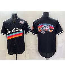 Men San Antonio Spurs Team Big Logo Black USA 250  Patch City Edition Stitched Baseball Jersey