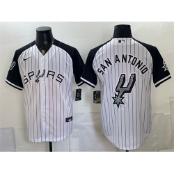 Men San Antonio Spurs Team Big Logo White Stitched Baseball Jerseys