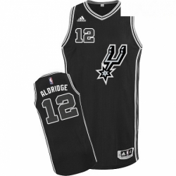 Mens Adidas San Antonio Spurs 12 LaMarcus Aldridge Swingman Black New Road NBA Jersey